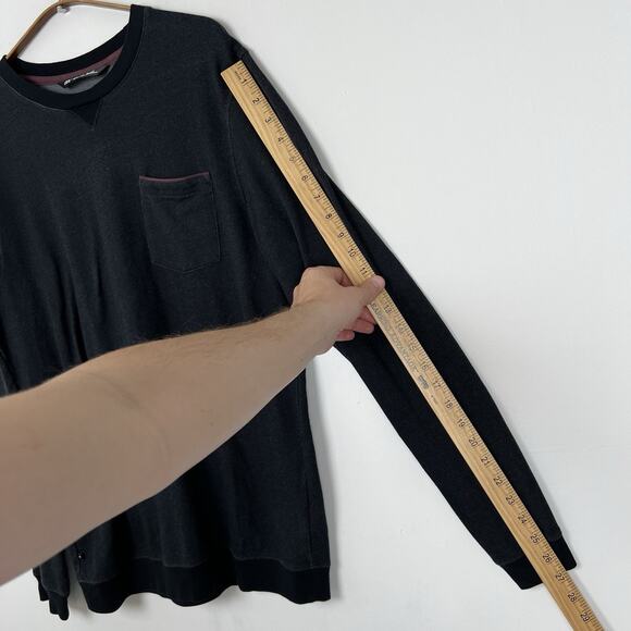 Travis Mathew Crewneck Sweater Mens Size M Heathered Black Pullover Pocket - Picture 6 of 10